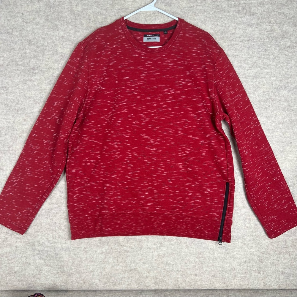 Kenneth Cole Reaction Men's Space Dye L/S Red Crew Sweatshirt - Size Large